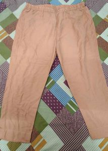 Elegant Peach Kurta Set with Silver Stripes
