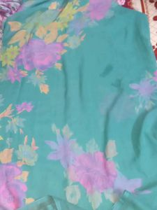 Beautiful Teal Floral Saree