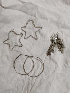 Set of 3 Pairs - Hoop and Star Earring