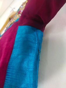 Pink &amp; Teal Embroidered Salwar Kameez