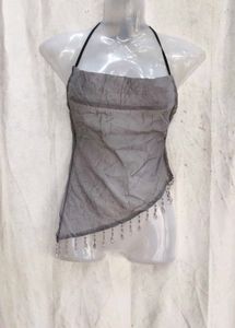 68. Sheer Beaded Halter Top