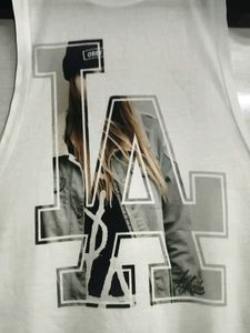 LA Graphic Muscle Tee and cargo pants