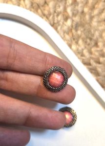 Chic Pink Stone Stud Earrings