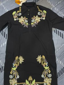Embroidered Black Kurta