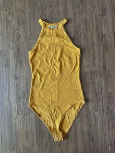ZARA Ribbed Yellow Bodysuit