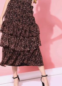 Street 9 Tiered Floral Midi Skirt