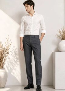 BENETTON Men’s Charcoal Grey Formal Trousers