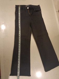 Black Flare Jeans with Raw Hem