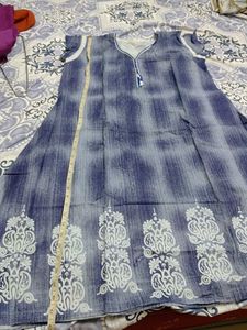 Unused,Blue Printed Kurta