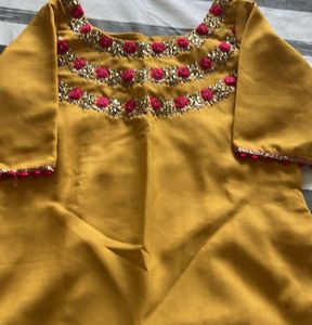 Yellow Embroidered Kurta