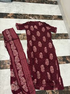 Maroon Floral Kurta Set