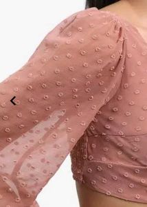 Brown Sheer One-Sleeve Crop Top