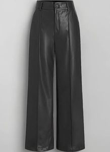Black Faux Leather Wide-Leg Pants | Size 28