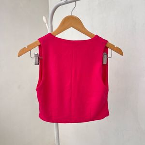 Hot Pink Knotted Crop Top