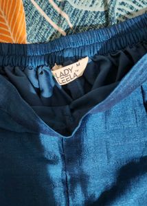 Blue Embroidered Palazzo Pants