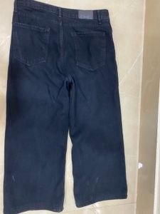Wide Leg Black Denim Jeans