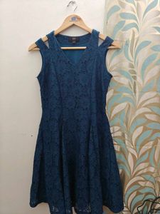 Elegant Navy Blue Lace Dress