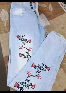 Embroidered High-Waisted Jeans