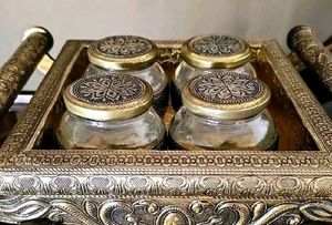 Vintage Glass Jars with Ornate Lids