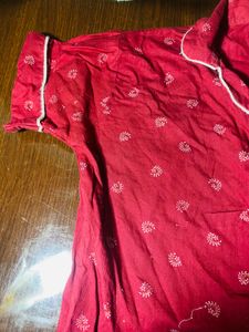 Red Floral Print Night Suit