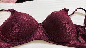 Maroon Lace Bra Padded