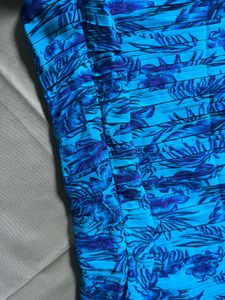Blue Tropical Print Short Sleeve Dress