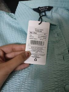 Chic Light Blue Textured Button-Up Shirt