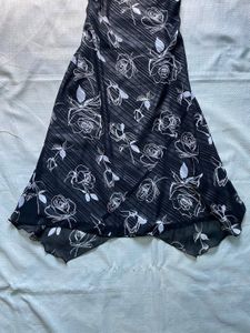 Black Floral Print Dress with Tie Straps