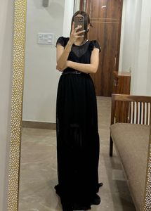 ANTHROPOLOGIE BLACK SHEER  LONG MAXI DRESS