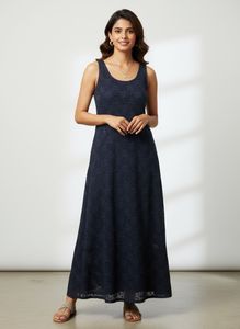 Navy Blue Sleeveless Maxi Dress