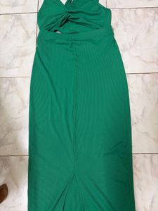 Green Twist Front Cut-Out Dress