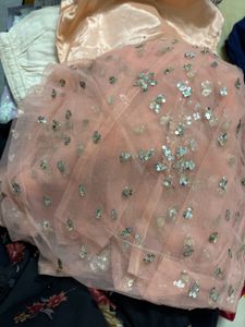 Elegant Peach Sequined Outfit