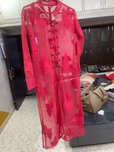 Sheer Red Floral Kurta