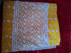 Elegant Yellow Embroidered Saree
