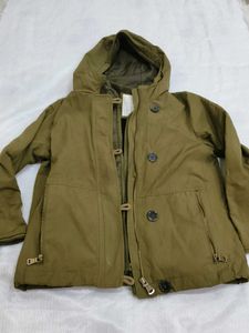 Stylish Olive Green double layer Hooded Jacket