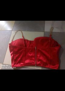 Red Satin Corset Top