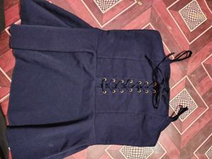 Navy Blue Lace-Up Top