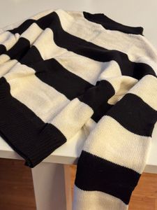 Chic Oversized Striped Knit Sweater