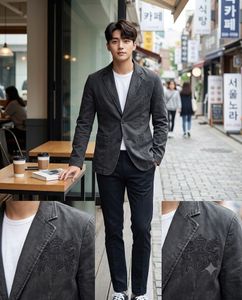 Men's Black Blazer with Crest Detail