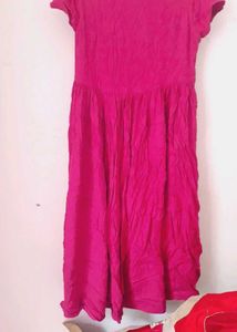 Pink Embroidered Button-Down Dress