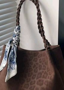 Stylish Leopard Print Tote Bag with Scarf