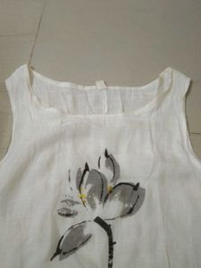 White Floral Sleeveless Top
