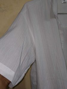 Wuxi Brand Men's White Textured Half Sleeve Shirt