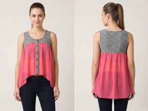 Chic Pink & Gray Flowy Tunic Top