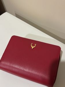 Elegant Red Wallet with Deer Emblem