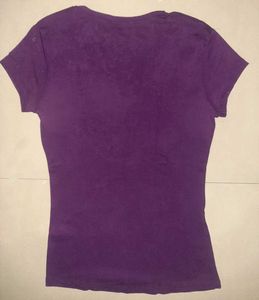 M&amp;S Deep Purple V-Neck Jersey Top