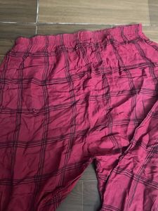 Maroon Plaid Palazzo Pants