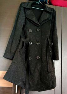 Sparkly Black Double-Breasted Coat