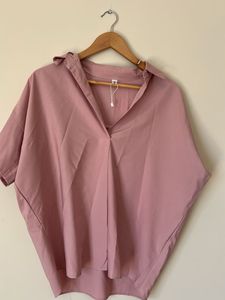 Pink V-Neck Flowy Tunic Top
