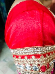 Vibrant Orange and Red Saree